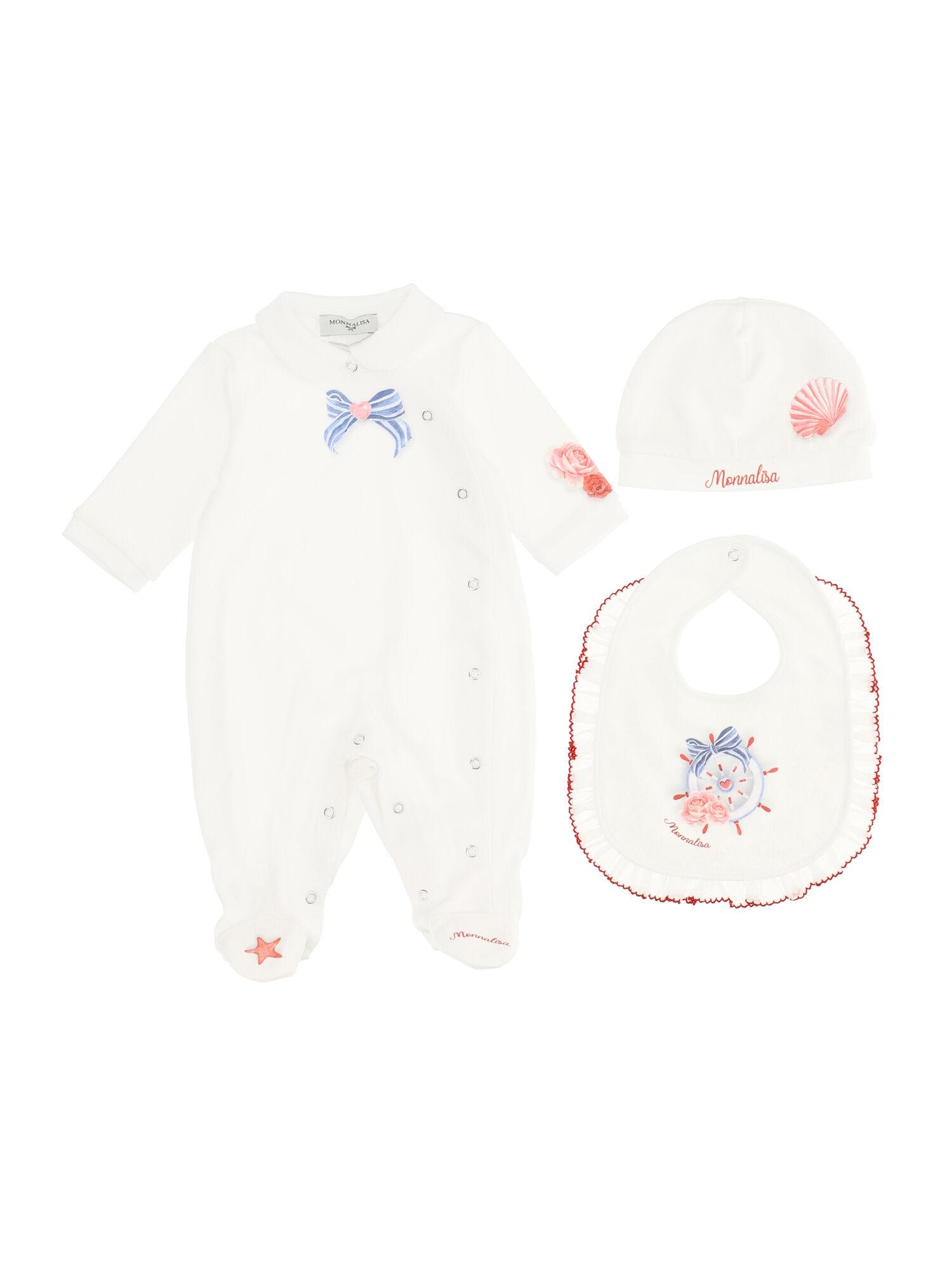 Monnalisa Bambina Abbigliamento Completi Body e tutine Set neonata interlock tre pezzi 